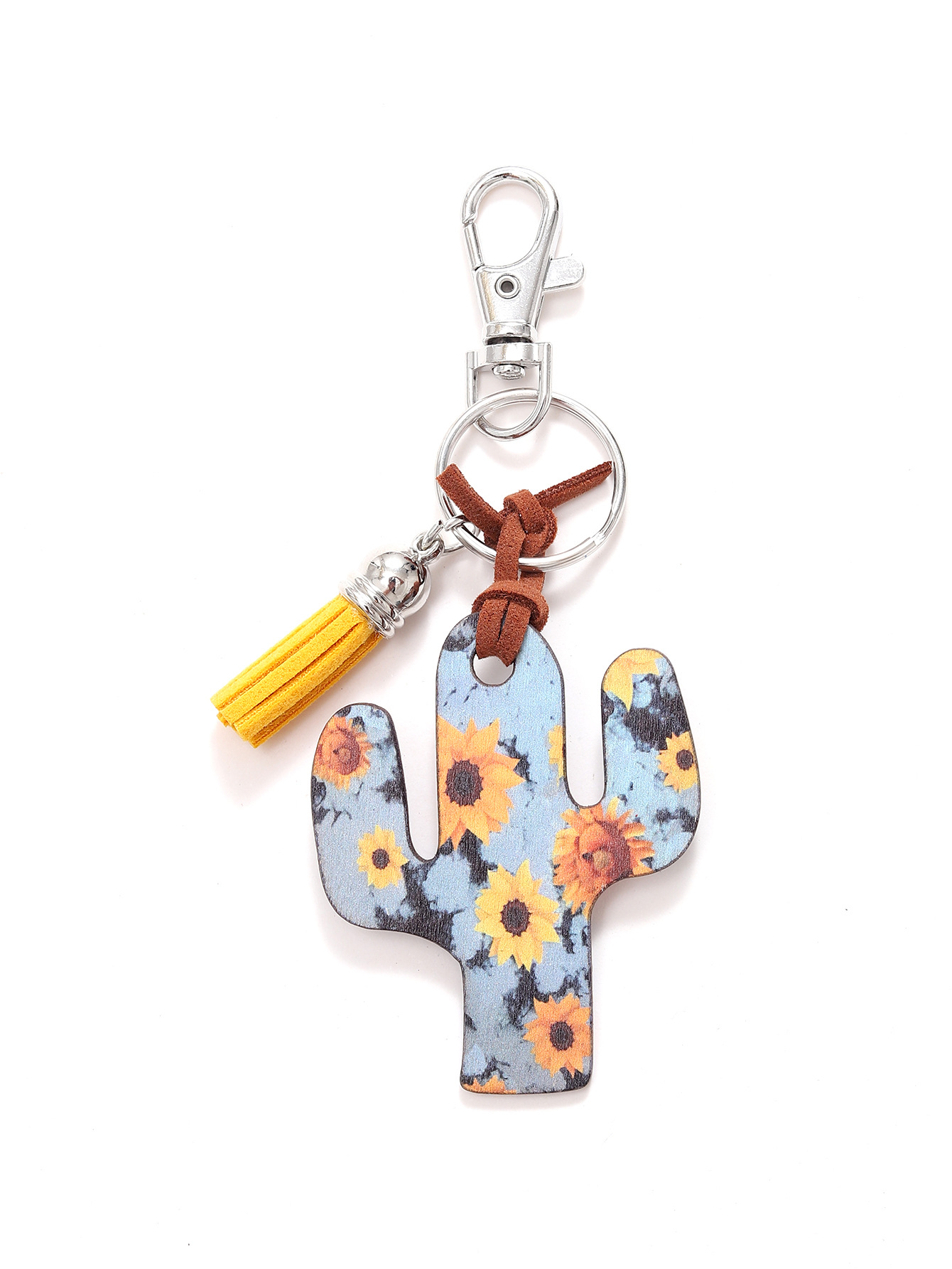 Leopard Flower Wooden Cactus Keychain - Unique and Stylish Accessory - Image 27