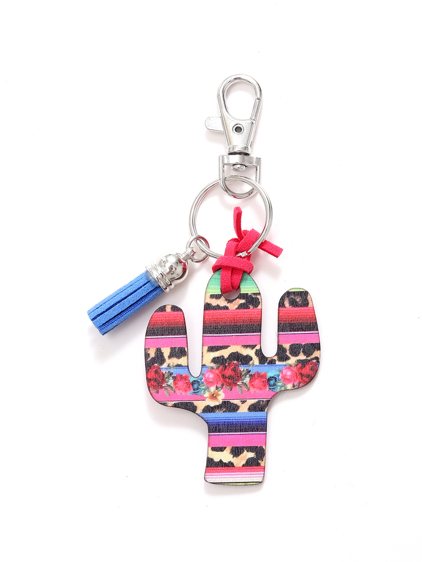 Leopard Flower Wooden Cactus Keychain - Unique and Stylish Accessory - Image 30