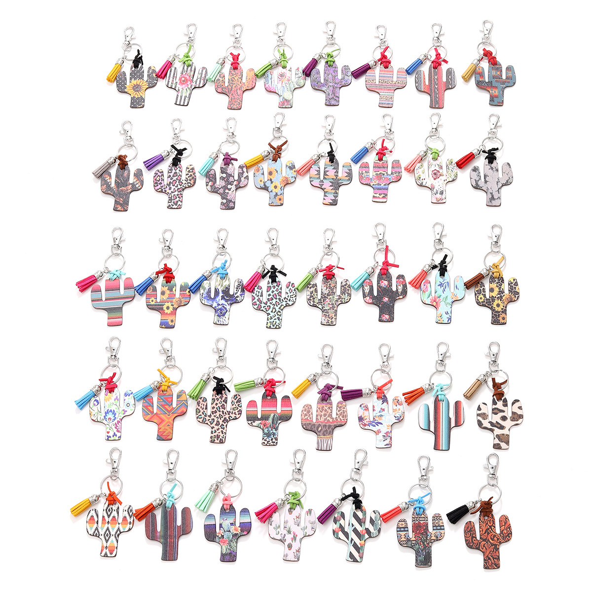 Leopard Flower Wooden Cactus Keychain - Unique and Stylish Accessory - Image 32