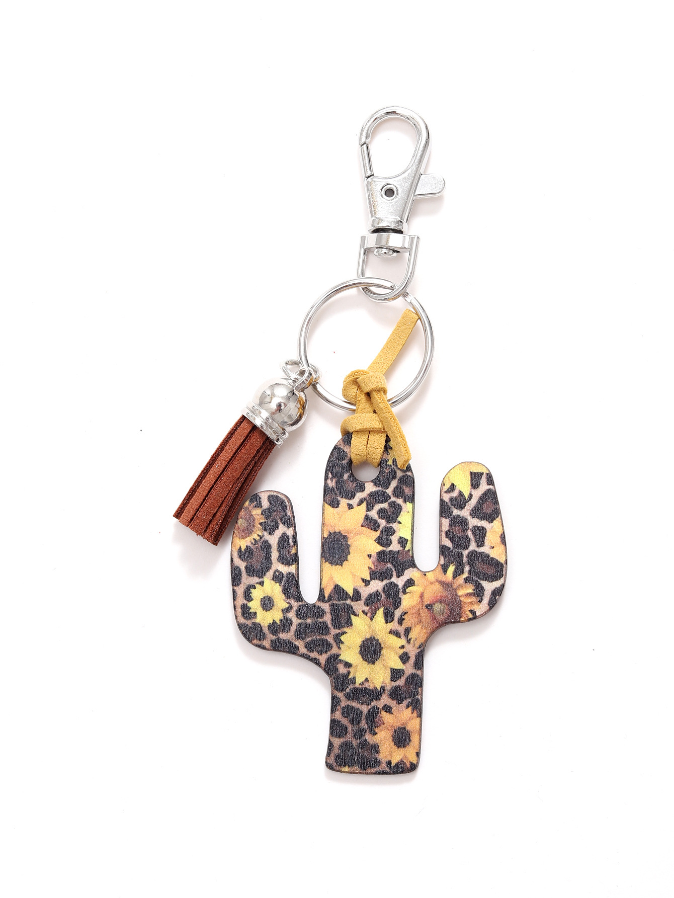 Leopard Flower Wooden Cactus Keychain - Unique and Stylish Accessory - Image 34