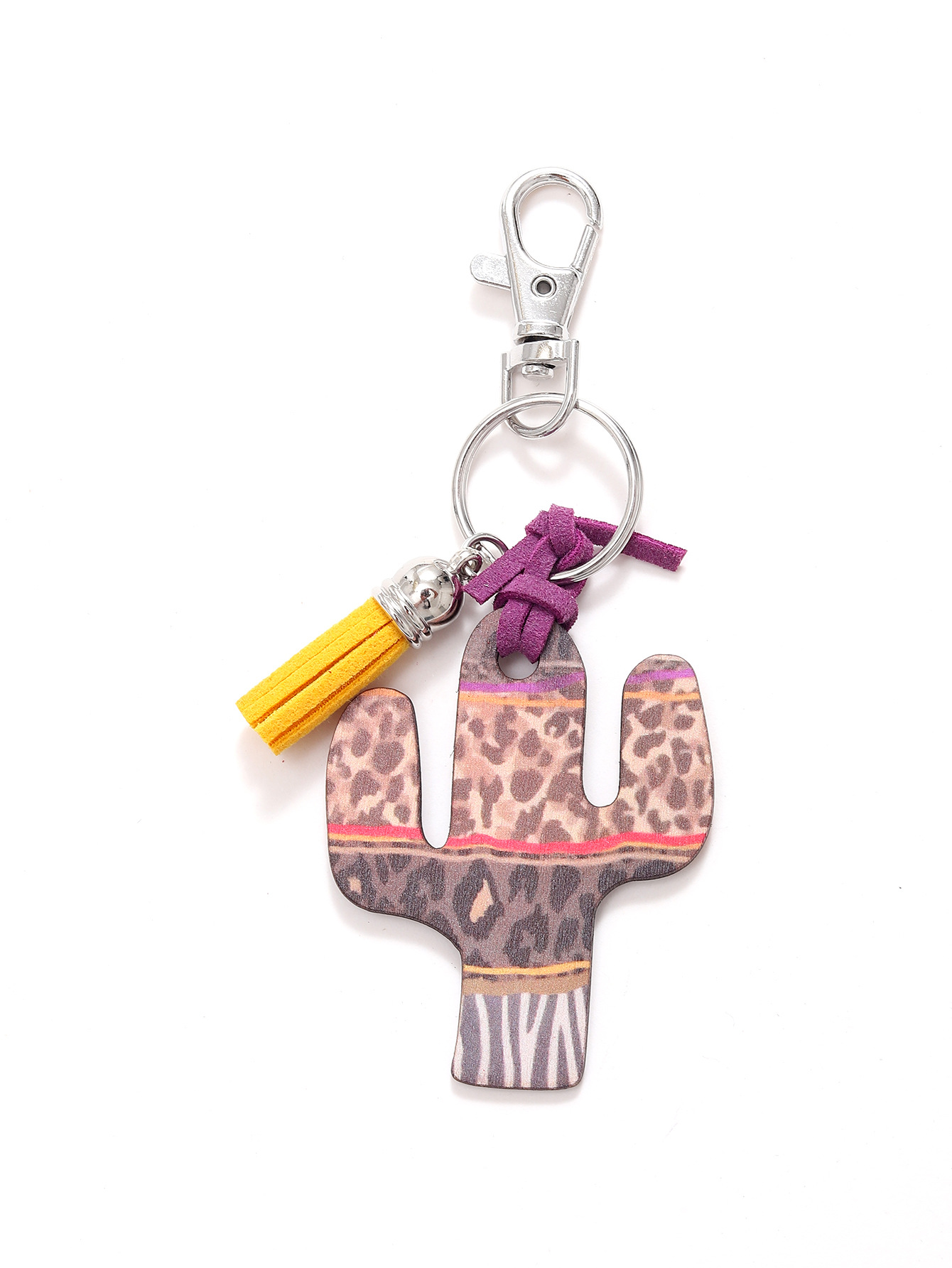 Leopard Flower Wooden Cactus Keychain - Unique and Stylish Accessory - Image 35