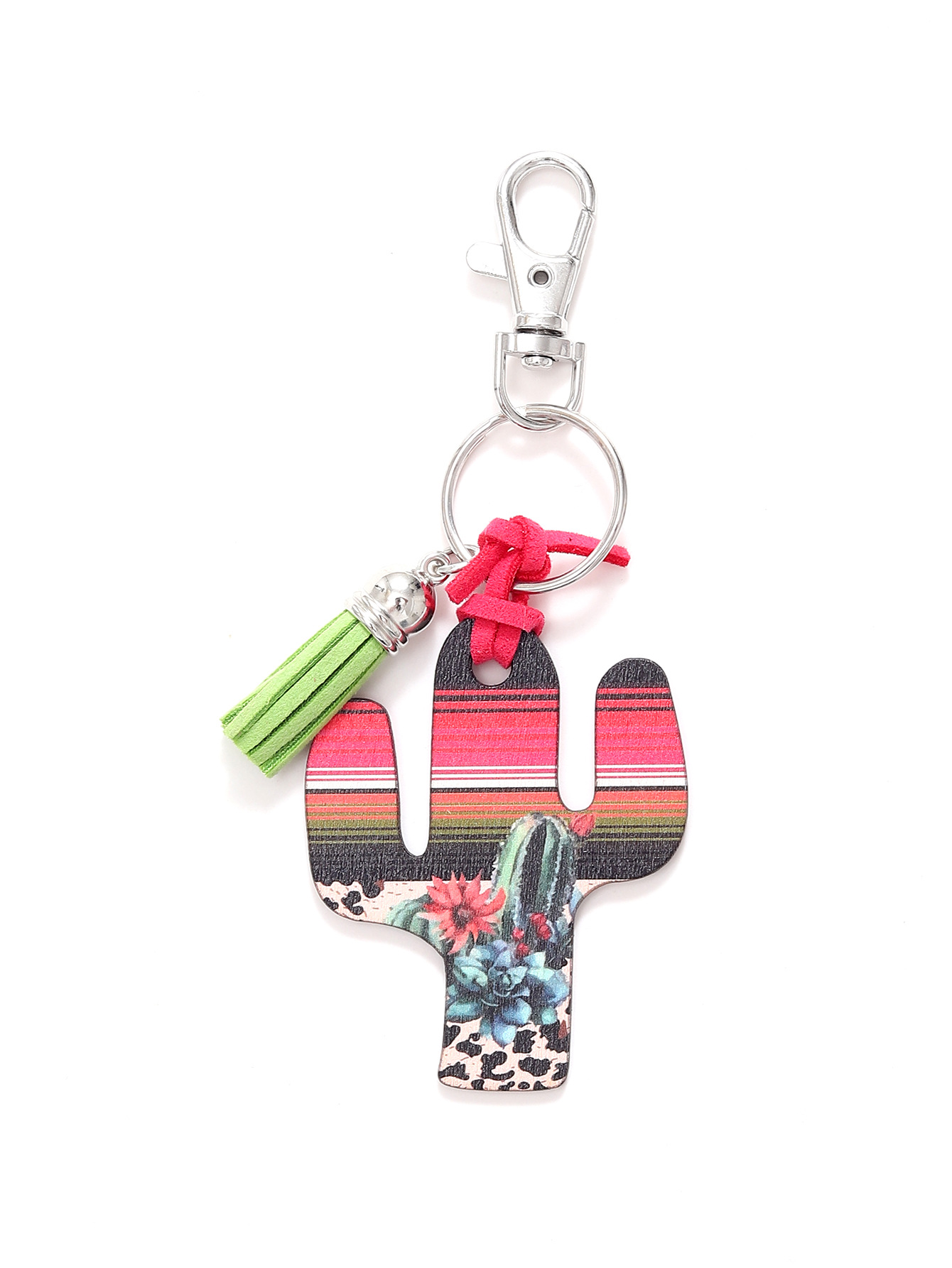 Leopard Flower Wooden Cactus Keychain - Unique and Stylish Accessory - Image 41