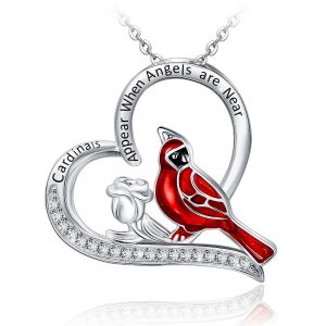 Heart-Shaped Cardinal Pendant Necklace - Exquisite Jewelry Gift for Anniversaries, Parties, and Valentine's Day