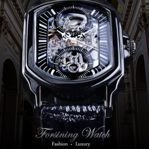 Men's Fashion Automatic Square Hollow Mechanical Watch - Casual Style Timepiece