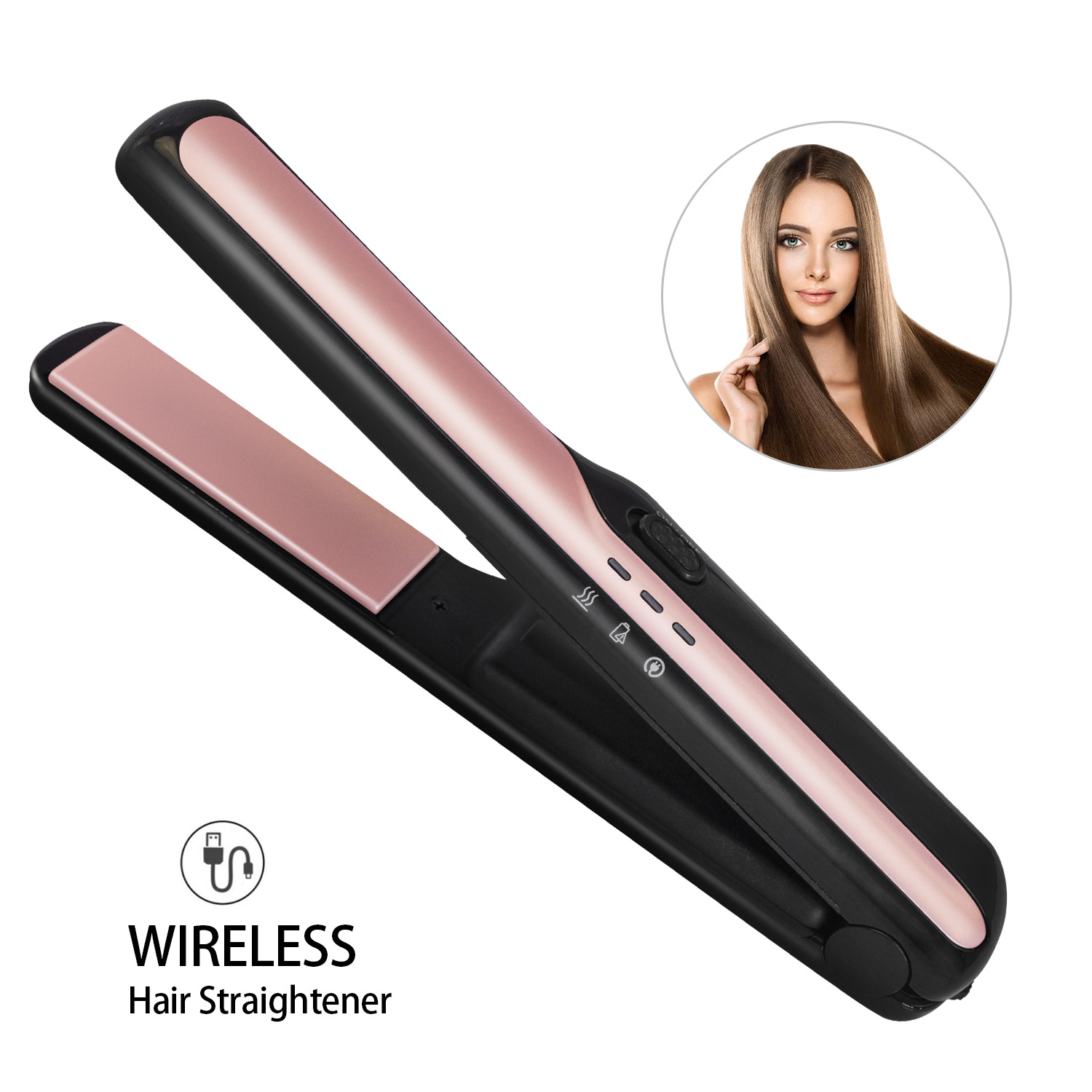 USB Wireless Charging Hair Straightener - Effortless Styling Anywhere!