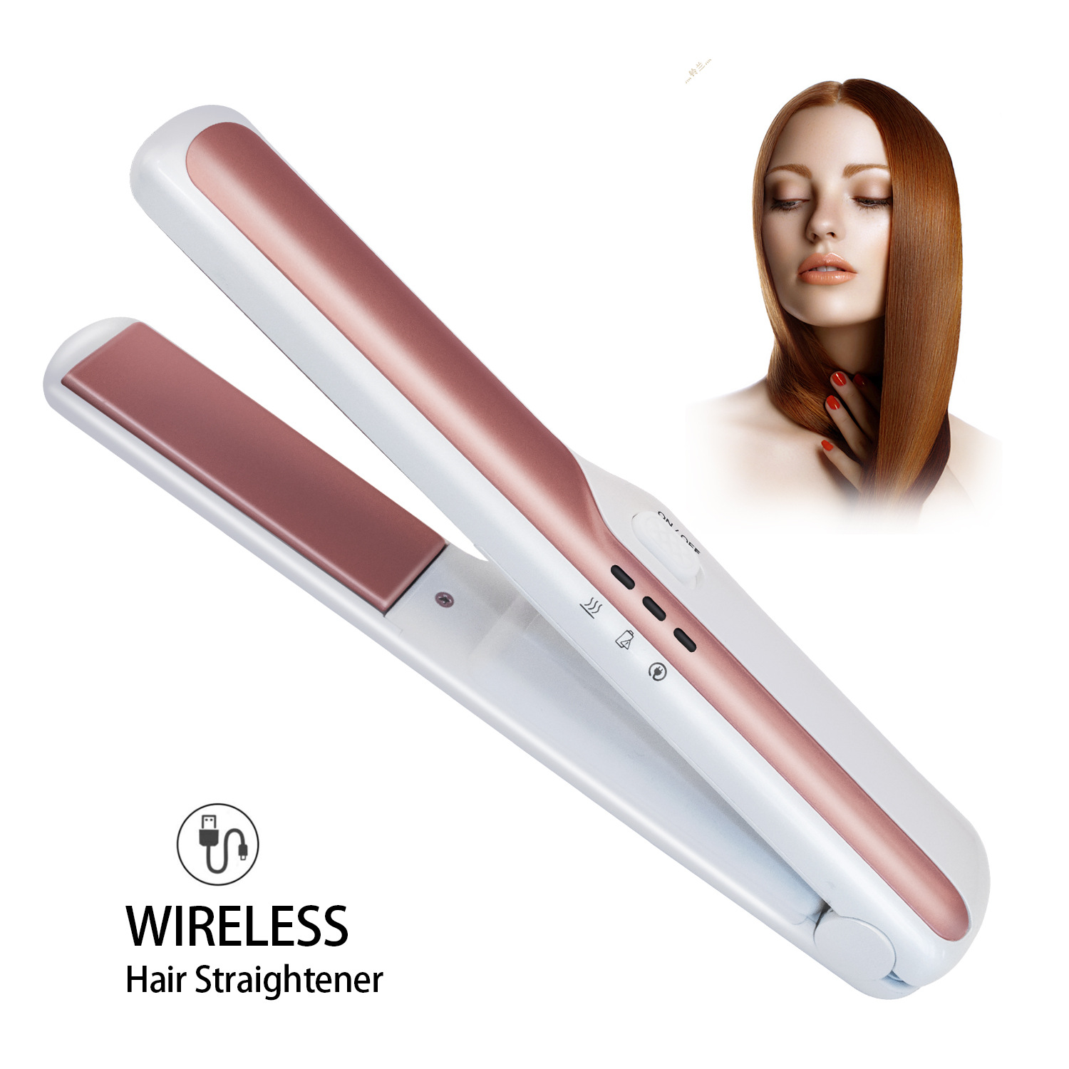 USB Wireless Charging Hair Straightener - Effortless Styling Anywhere! - Image 2
