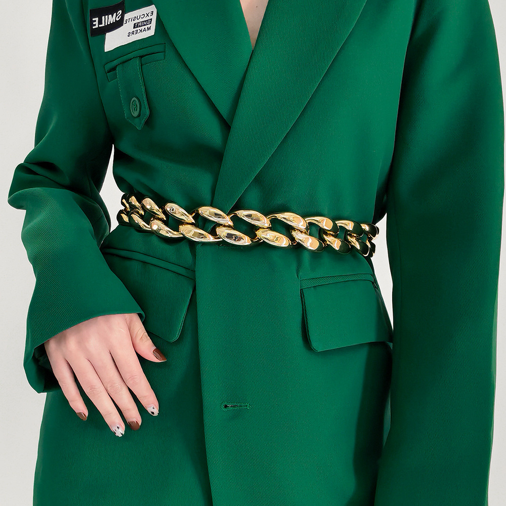 Ladies' Hollow Out Decoration Coat - Versatile Punk Style with Waist Chain - Image 6