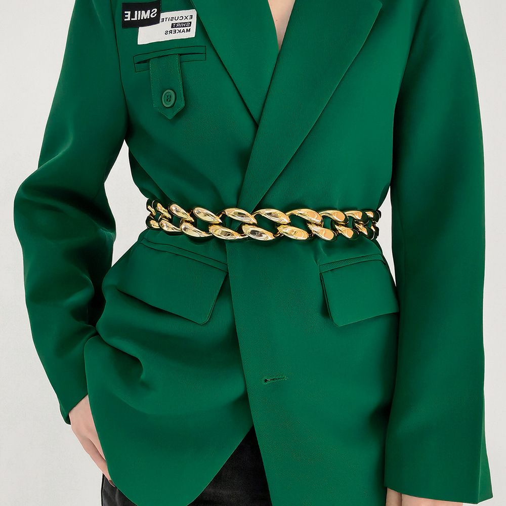 Ladies' Hollow Out Decoration Coat - Versatile Punk Style with Waist Chain - Image 13