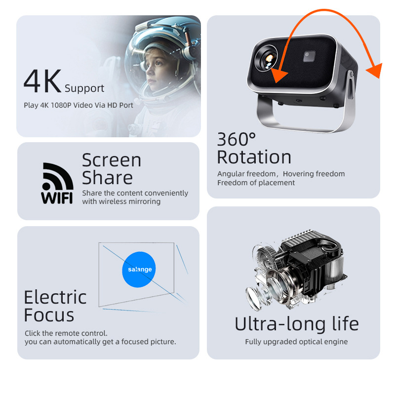 Portable HD Home Projector with Bracket - Perfect for Movie Nights - Image 6