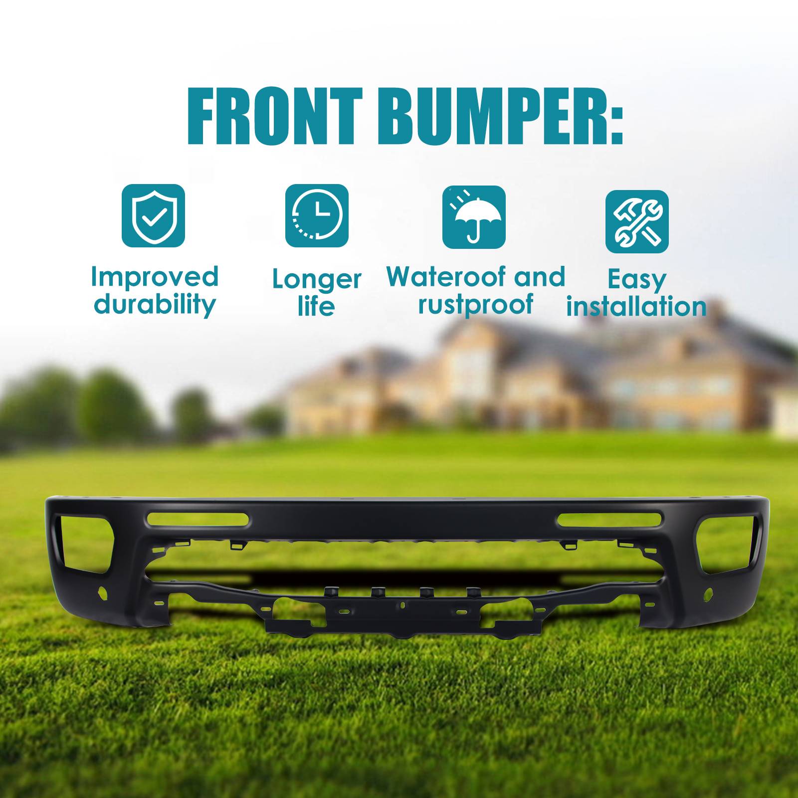 Paintable Steel Front Bumper for 2019-2023 Ford Ranger with Sensor Holes - Durable & Customizable - Image 2