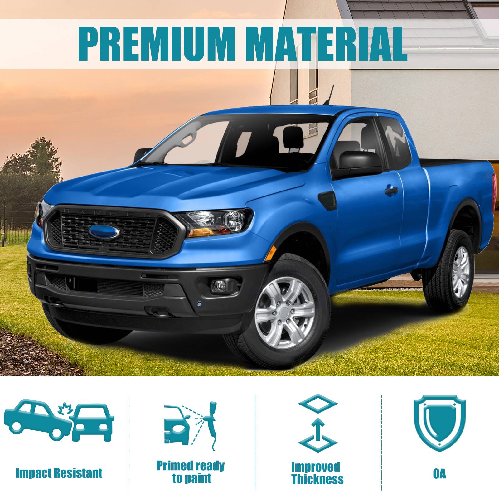 Paintable Steel Front Bumper for 2019-2023 Ford Ranger with Sensor Holes - Durable & Customizable - Image 6