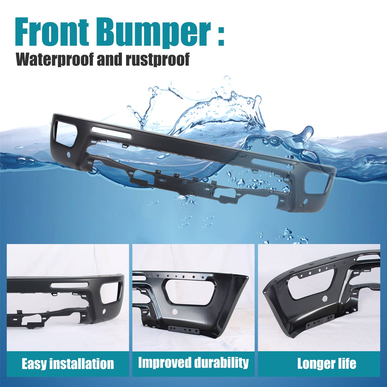 Paintable Steel Front Bumper for 2019-2023 Ford Ranger with Sensor Holes - Durable & Customizable - Image 7