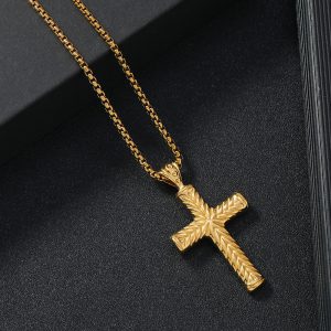 Men's Fashion Stainless Steel Cast Cross Pendant - Stylish & Durable Accessory