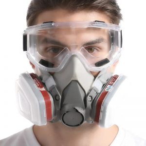 Original 6200 Reusable Half Face Respirator Gas Mask with Fog-proof Glasses for Safe Painting, Spray, and Polishing Work