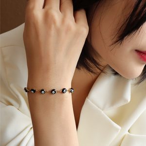 Stunning Black Oil Drip Bracelet for Women - Durable Titanium Steel Design