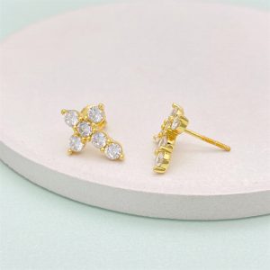 S925 Silver Zircon Cross Ear Clips - Stylish Unisex Stud Earrings for Unique Personalities