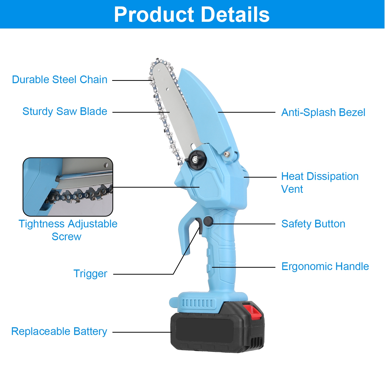 Mini 4-inch and 6-inch Chain Saws: Weekend Shipping Not Available - Image 3