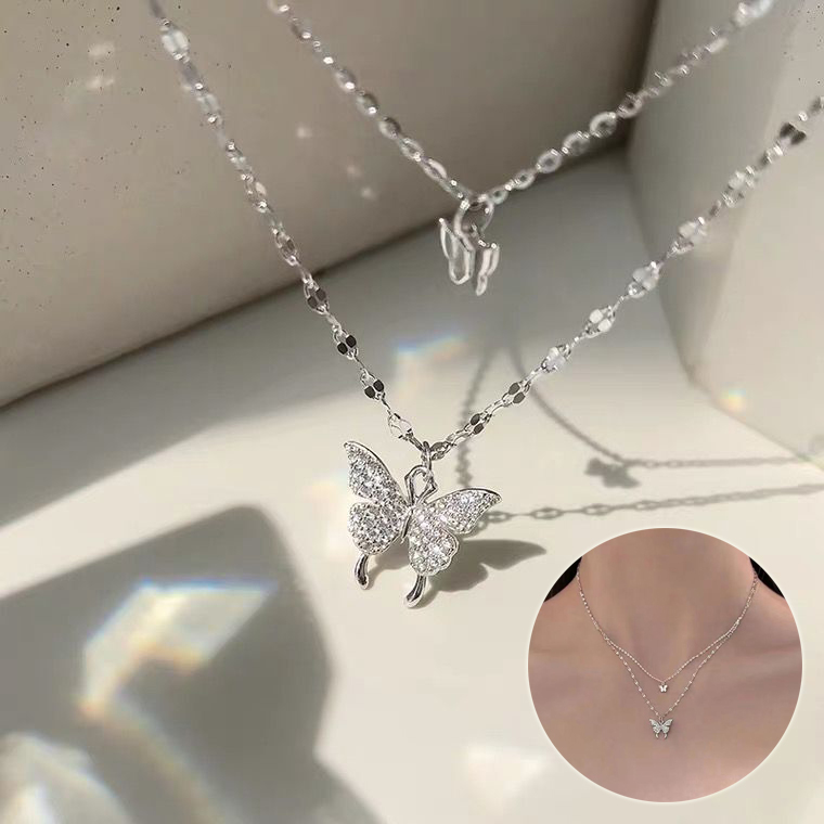 Elegant Gold Plated Double Butterfly Necklace for Women - Stunning Engagement & Anniversary Jewelry Gift