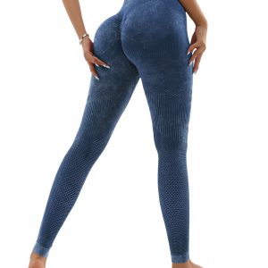 2 Pack Women's High Waist Seamless Sports Leggings with Textured Tummy Control, Wide Waistband Yoga Pants for Booty Lift and Comfort