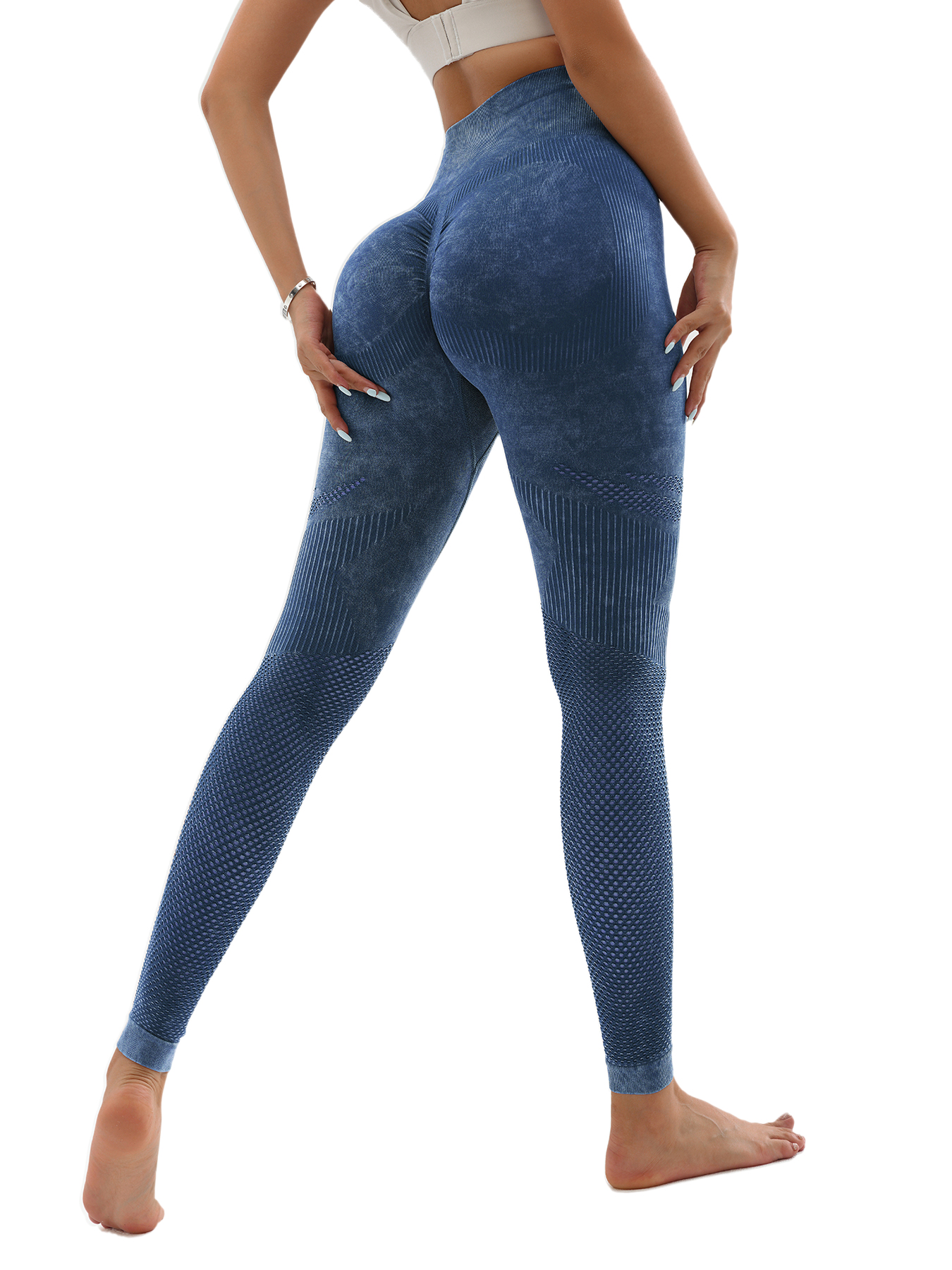 2 Pack Women's High Waist Seamless Sports Leggings with Textured Tummy Control, Wide Waistband Yoga Pants for Booty Lift and Comfort