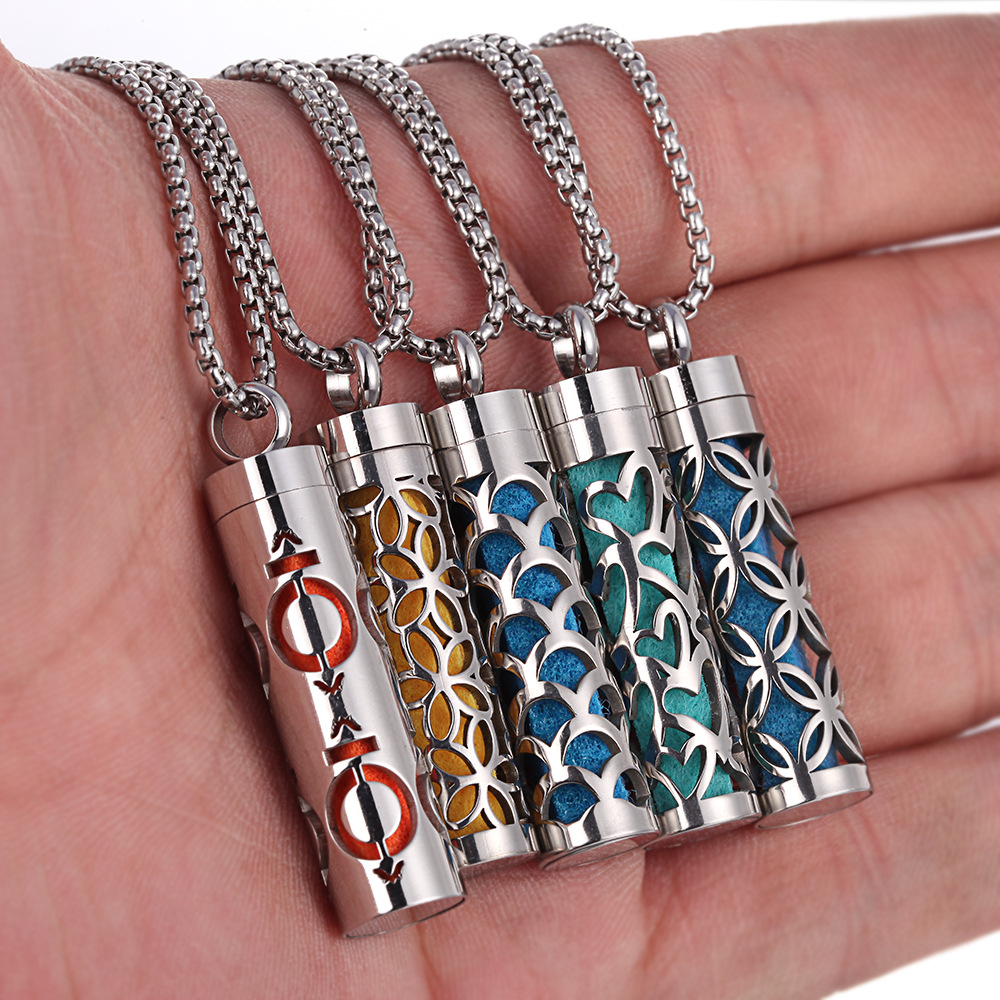 Essential Oil Aromatherapy Pendant Perfume Bottle in Titanium Steel - Image 11