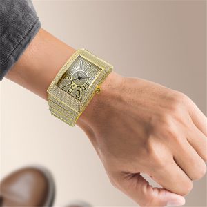Diamond-Embedded Men's Super Starry Square Watch - A Stellar Timepiece