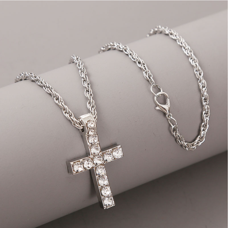 Punk Hiphop Cross Pendant Necklaces for Men & Women - Rope Chain Rapper Jewelry - Image 4