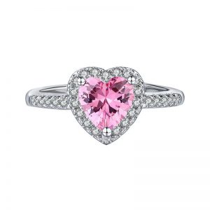 Luxury Micro-encrusted Zircon Diamond Love Peach Heart Ring for Women - High-end Fashion Jewelry for Marriage and Elegant Style