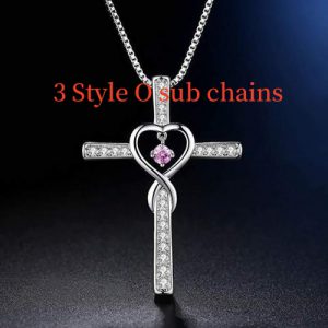 Infinity Love God We Trust Christian Cross Birthstone Crystal Pendant Necklace with Colourful Zircon Heart - Women's Jewelry Collection
