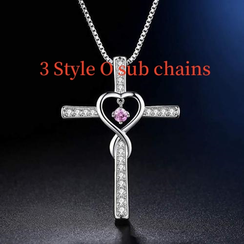 Infinity Love God We Trust Christian Cross Birthstone Crystal Pendant Necklace with Colourful Zircon Heart - Women's Jewelry Collection