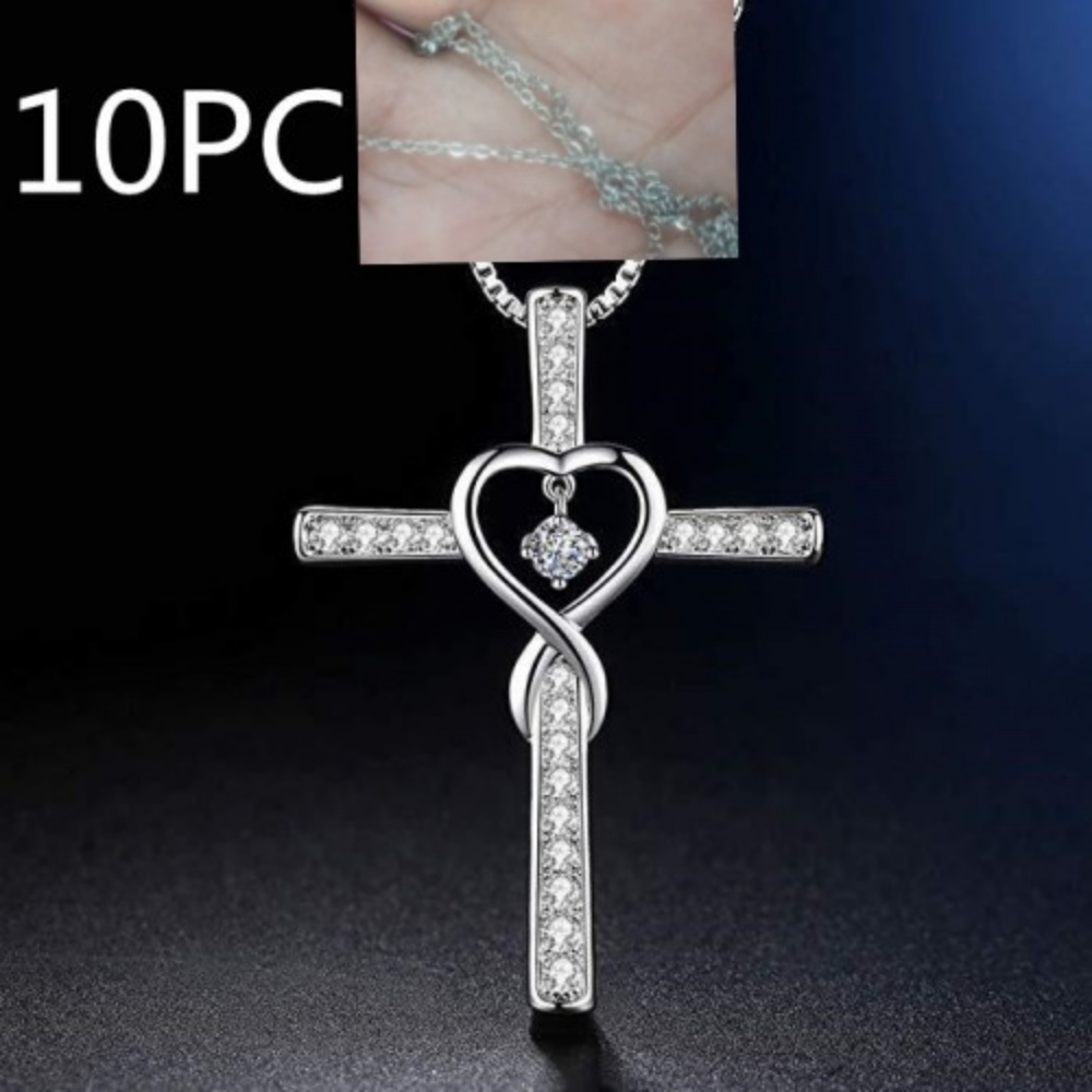 Infinity Love God We Trust Christian Cross Birthstone Crystal Pendant Necklace with Colourful Zircon Heart - Women's Jewelry Collection - Image 17