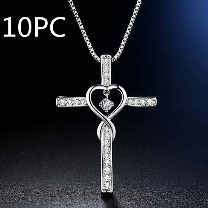Infinity Love God We Trust Christian Cross Birthstone Crystal Pendant Necklace with Colourful Zircon Heart - Women's Jewelry Collection - Image 23