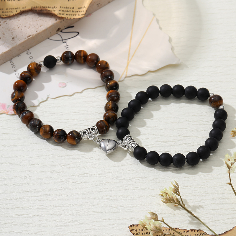 Frosted White Turquoise Heart-Shaped Couple Bracelet - Perfect Gift for Love - Image 10