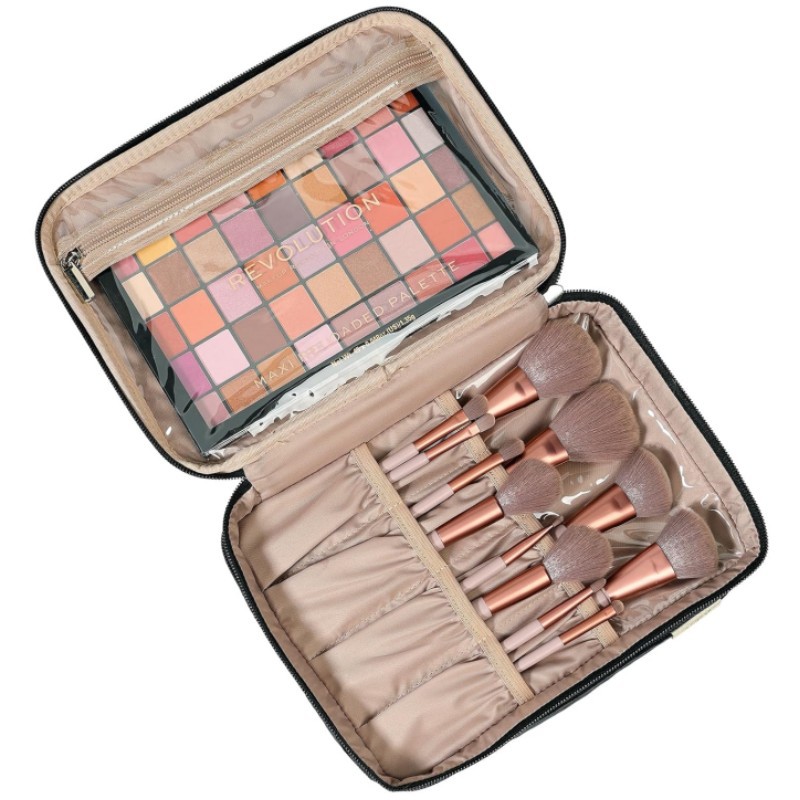 Trendy Double Layer Portable Cosmetics Bag for Stylish Organization - Image 3