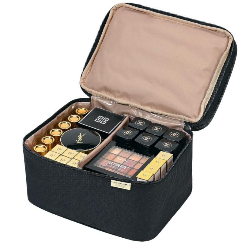 Trendy Double Layer Portable Cosmetics Bag for Stylish Organization - Image 4