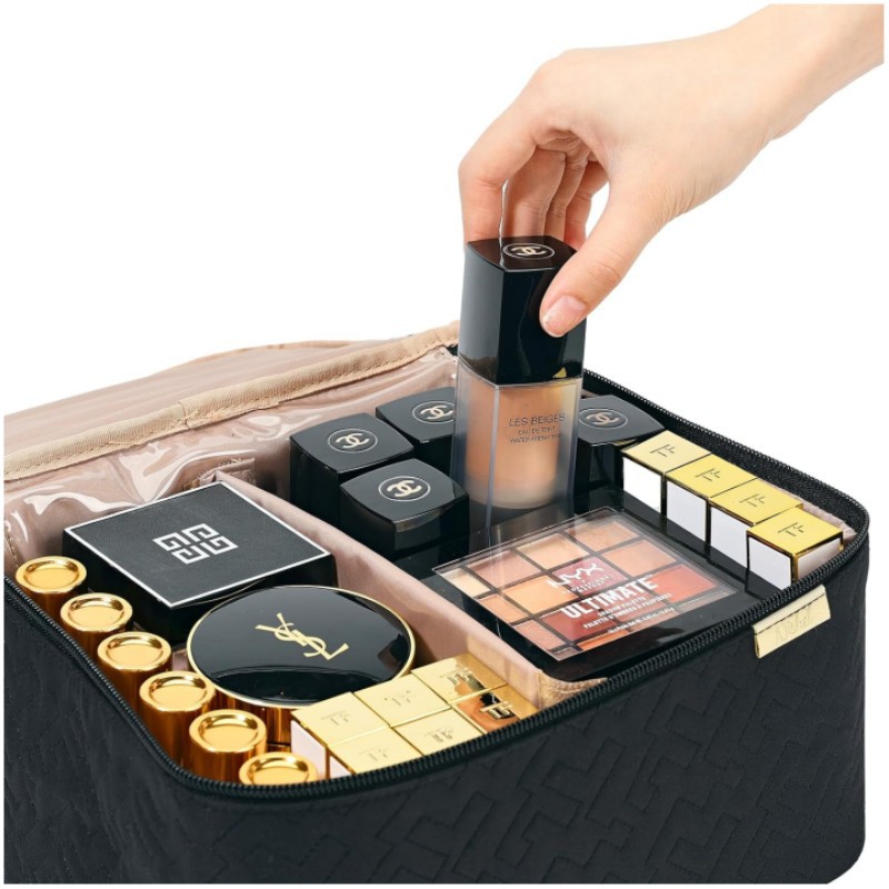 Trendy Double Layer Portable Cosmetics Bag for Stylish Organization - Image 5