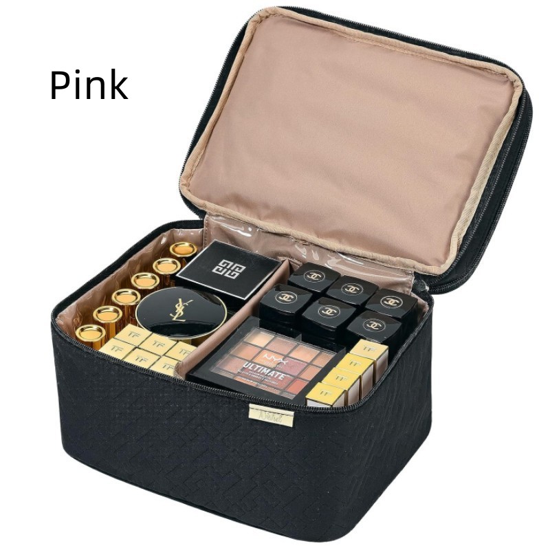 Trendy Double Layer Portable Cosmetics Bag for Stylish Organization - Image 7