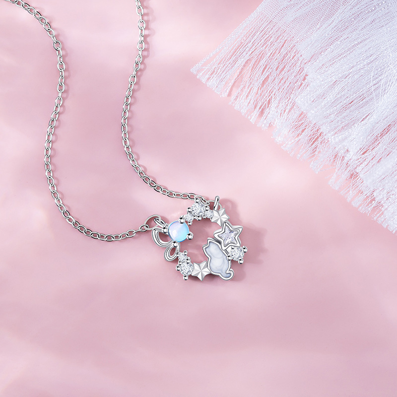 Adorable Kitten Necklace for Women - Unique Zircon Design for Cat Lovers - Image 3