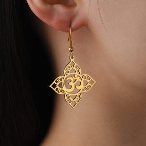 Stylish Women's Yoga Symbol Stainless Steel Earrings for Mindful Elegance