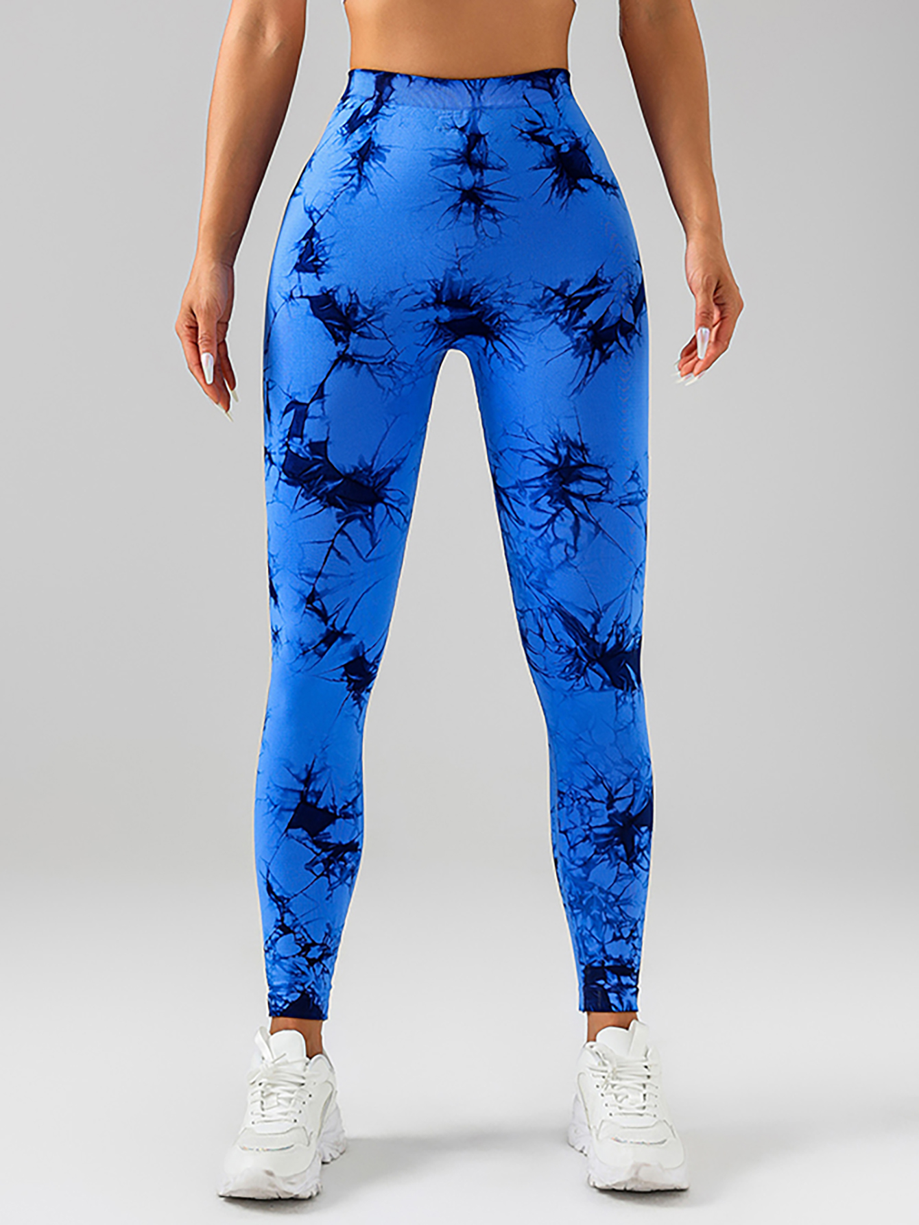 2 Pack Tie-Dye High Waist V-Back Yoga Leggings - Peach Hip-Enhancing Fitness Tights for Sport Style Athleisure - Image 7