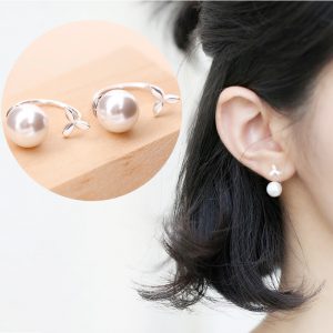 925 Sterling Silver Stylish Grass-Shape Earstuds for Trendy Elegance