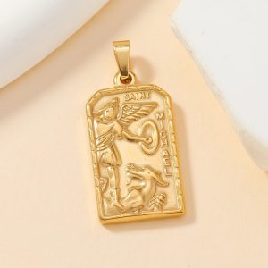 Trendy Single Pendant Stainless Steel Wheat Necklace - Geometric Hollow Square DIY Fashion Accessory