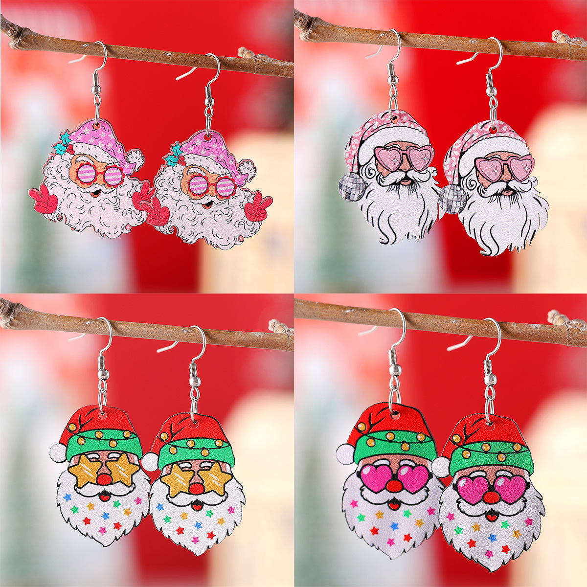 Humorous Santa Claus Earrings - Festive Christmas Pendant Gift Idea