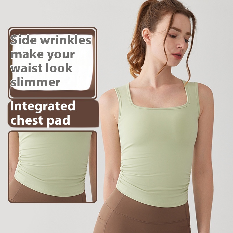 Stylish Long Yoga Vest for Women - One-Piece Fixed Cup Sling Outer Wear - Image 5