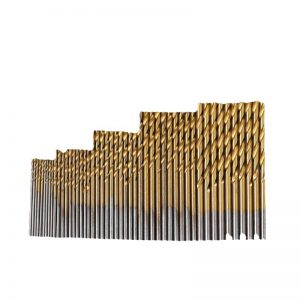 50PC Twist Drill Bit Sets 1-3mm H2 High Speed Steel with Titanium Coating - Ideal Woodworking Opening Tool Kit