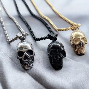 Punk Style Halloween Skull Necklace for Men - Fashionable Titanium Steel Accessories