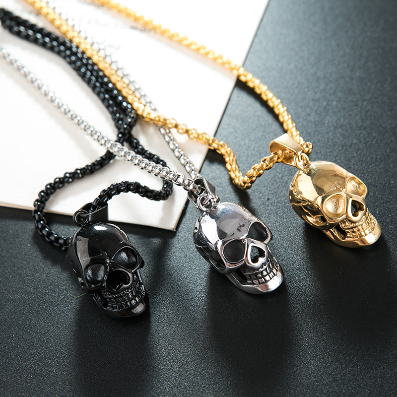 Punk Style Halloween Skull Necklace for Men - Fashionable Titanium Steel Accessories - Image 2