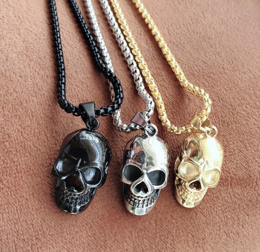 Punk Style Halloween Skull Necklace for Men - Fashionable Titanium Steel Accessories - Image 3
