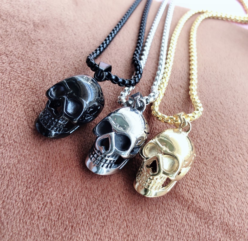 Punk Style Halloween Skull Necklace for Men - Fashionable Titanium Steel Accessories - Image 4