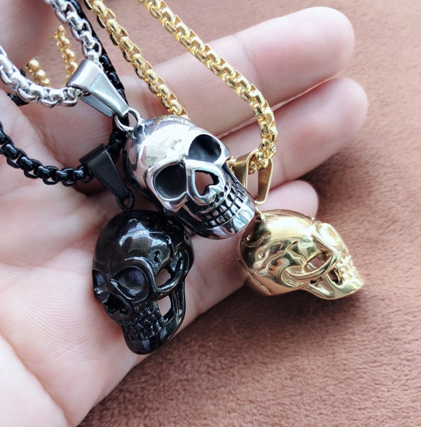 Punk Style Halloween Skull Necklace for Men - Fashionable Titanium Steel Accessories - Image 11